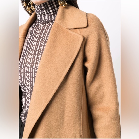 PALTO Tie-Waist Coat Belted Wrap Tan Color size 42 Italian Double Faced Wool - Picture 14 of 17